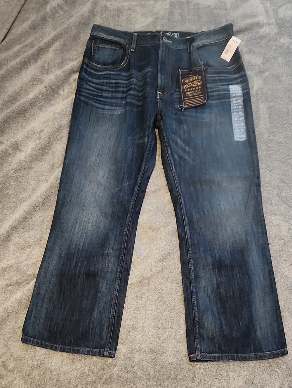 NWT Men’s Cremieux Premium Denim Jeans 38x30 Low Rise Bootcut Vintage Wash
